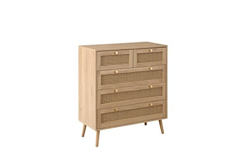 Image of Birlea Croxley 5 Drawer Rattan chest, Oak