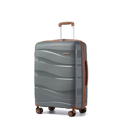 Image of Kono Medium Suitcase Check in Luggage 24 inch Lightweight Polypropylene Hard Shell Suitcase with TSA Lock Spinner Wheels