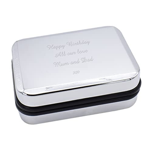 Image of Personalised Engraved Chromed Necklace Case Box with Message Silver
