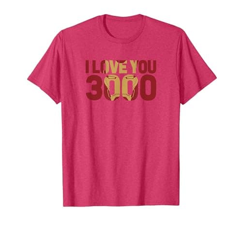 Image of Marvel Avengers Endgame Iron Man I Love You 3000 Text Fill T-Shirt, Men, Red Heather, Medium
