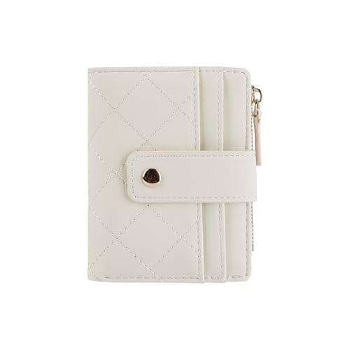 Image of Cynure Women's Cute Leather Card Holder Small Compact Bifold Wallet with Zip Coin Pocket,Beige