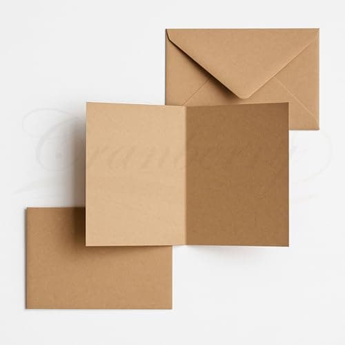 Image of Cranberry 10 Pack - 5x7 ECO Kraft Card Making Set - Natural Brown Blank Cards with Matching 110gsm Kraft Envelopes - for DIY Invitations, Cards and Stationery