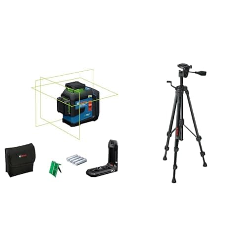 Image of Bosch Professional line Laser GLL 80-33 G (Bracket LB 10, Green Laser, Working Range: up to 30m, 4x1.5V LR6 Batteries) + Tripod BT 150 (Height: 55 - 157 cm, thread: 1/4")