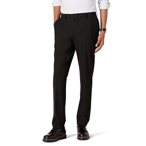 Image of Amazon Essentials Men's Slim-Fit Wrinkle-Resistant Stretch Dress Trouser, Black, 30W / 30L