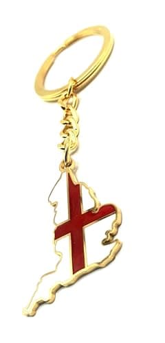 Image of SNS Components England English St Georges Red Cross United Kingdom Gold Country Flag Keyring Metal Enamel