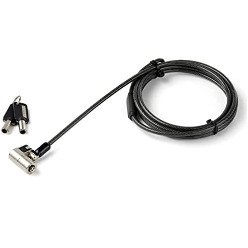Image of StarTech.com 6.5' (2m) 3-in-1 Universal Laptop Cable Lock - Keyed Laptop/Desktop Security Cable Lock Compatible w/K-Slot, Nano & Wedge Slot Computer - Anti-Theft Steel Cable Lock w/Keys (LTULOCKKEY)