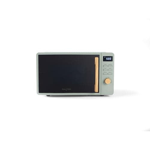 Image of Salter Malmo 20 L Digital Microwave Oven - Clock and 60 Minute Timer, 8 Cooking Presets, Digital LED Display, Defrost, Solo Microwave, 27cm Glass Turntable, Easy Clean, Sage Green, 800 W