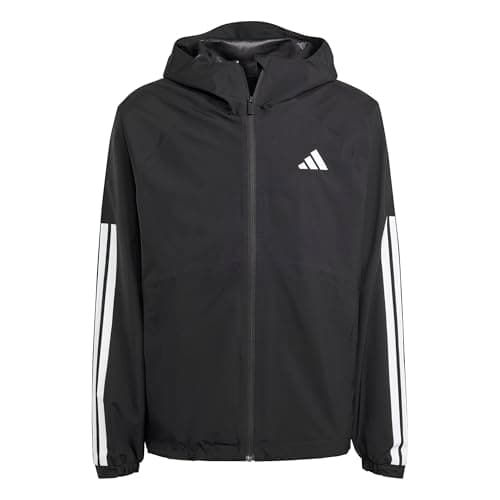 Image of adidas Men's Essentials CLIMAPROOF 3 Stripes Hooded Jackets, black, M