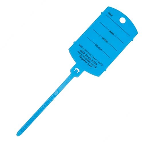 Image of Key Tags - Vechicle Plastic Key Tags (200) with self looping Tails (Blue)