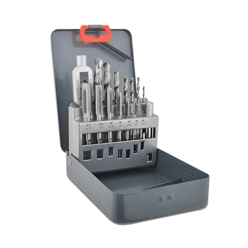Image of Gunpla 15pcs Threading Taps Set Metric M3-M12 Alloy Steel Hand Thread Repair Tools with Tap Wrench, HSS Twist Drill Bits Heavy Duty Jobber Drills Kit 2.5-10.2mm in Metal Storage Case for Tile Wood