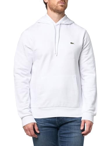 Image of Lacoste Men's Cotton Fleece Hoodie, White, XL
