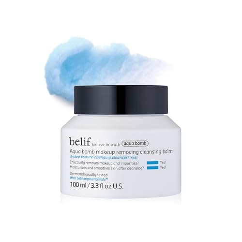 Image of belif Aqua Bomb Makeup Removing Cleansing Balm, Hydrating Cream-to-Oil Cleanser, Deep Cleansing, No Oily Residue, Suits All Skin Types, Korean Skincare (100ml)