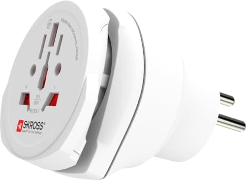 Image of Skross Combo World to UK Travel Adapter, Travel Adaptor for 2- and 3-pole devices from more than 220 destinations, Designed in Switzerland, 1.500231 White