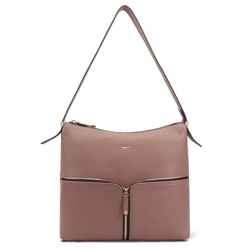 Image of Paul Costelloe Leather Women's Designer Hobos & Shoulder Bag, Genuine Leather & Multi Pocket Handbags with 3 Colour Options, NAZAS (TWILIGHT MAUVE)