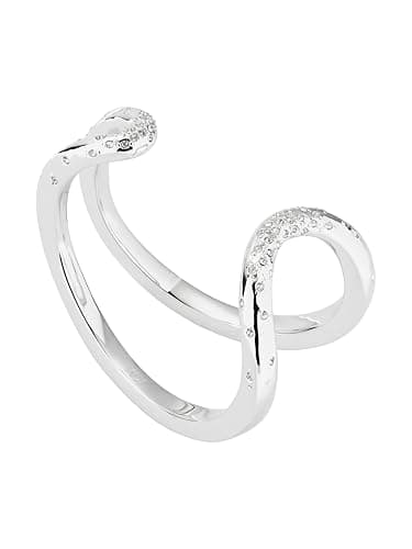 Image of Karen Millen Crystal Sprinkle Loop Cuff Bracelet for Women (Silver)