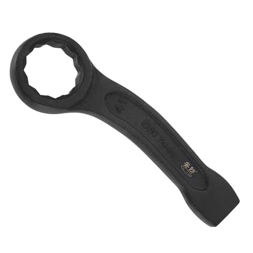 Image of sourcing map Striking Wrench 41mm 45# Steel Spraying 6-Point Flat Strike Wrench Slogging Ring Spanner Bend Handle Box End Striking Tool for Automotive Repair Furniture Assembly, Black