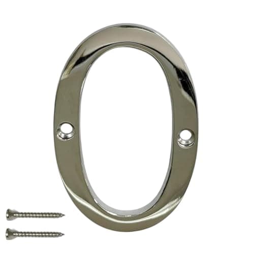 Image of Chrome Door Numbers Screw On 3 Inch Number 0 Door Number Elegant and Bold Door Numerals Suitable for All Door Types Including Wooden uPVC and Composite.
