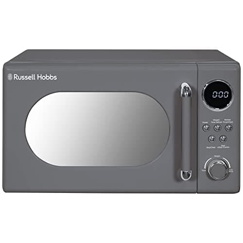 Image of Russell Hobbs RHM2044G Retro 20 Litre Grey Digital Microwave, 800W, Mirror Finish, 8 Auto Cook Settings, 5 Power Levels