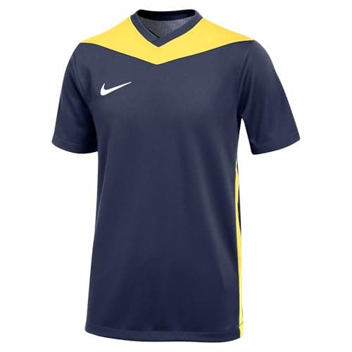 Image of Nike Unisex Y Nk Df Prk Drb Iv JSY T-Shirt, Midnight Navy/Tour Yellow/White, M UK