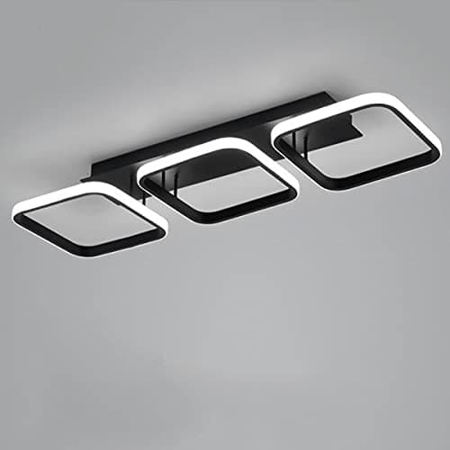 Image of EIDISUNY Ceiling Light LED 3 Square Simple 54cm Black Modern Led Ceiling Light for Hallway Entrance Office Bedroom Kitchen Living Room Aisle Balcony Dining Room lamp - Black 33W Cool White Light 6000K
