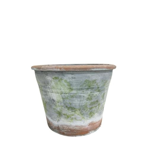 Image of Vintage Hydrangea Pot Planter, Rustic Terracotta Plant Pot, Aged Grey Stone Cement Bulb Garden Planter, Indoor Outdoor House Plant Cover