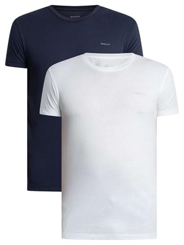 Image of GANT Men's 2-Pack Lounge T-Shirts with Crew Neck, Black, Navy/White, M
