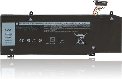 Image of 60Wh 1F22N Laptop Battery Compatible for Dell M15 M17 R1 G7 7590 7790 G5 5590-D2783W D2743B D2865B D2863W D2842W D2843W Series 01F22N JJPFK 0JJPFK HYWXJ 0HYWXJ XRGXX 06YV0V 4 Cell