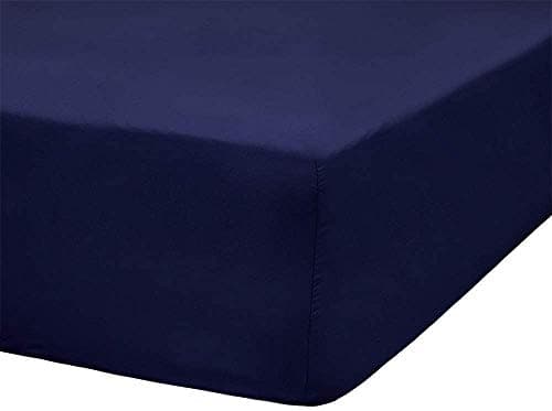 Image of Extra Deep Fitted Sheet Super King Size | Super King Mattress Cover Sheet Cotton Jersey | Navy Blue Fitted Sheet Super King Size | Super Soft Bed Sheets (SuperKing, Navy Blue).