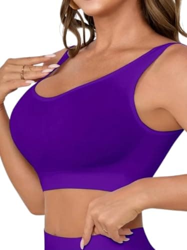 Image of Boolavard New Seamless Sports Style Bra Crop Top Vest Comfort Stretch Bras Shapewear (XL, Purple)