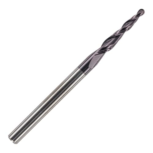Image of R1.5mm x 20.5mm Flute x 4mm Shank Solid Carbide Taper Ballnose End Mill TiAlN Coated Ball Nose Endmill Router Bits
