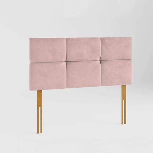 Image of YORKSHIRE HOMEWARE Padded Lined & Buttoned Headboard | Bed Headboards in Plush Velvet Fabric | Lined Headboards for Bed Bedroom Décor Hotel Furniture (Pink, 3ft Sin)