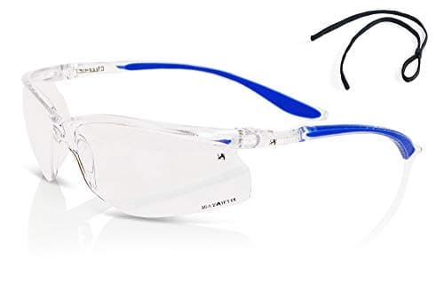 Image of Beeswift Clear Lens Safety Spectacles with UV Filter and Spec Cord Protective Eyewear Glasses– Clear – 1 Pair