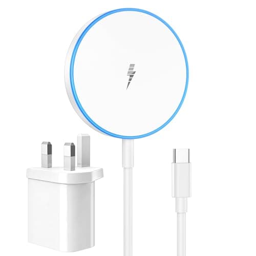 Image of Magnetic Wireless Charger with 20W Fast Adapter, Mag-Safe Charger for iPhone 17/16/15/14/13/12 series, AirPods 4/3/2/Pro, Wireless charger with LED, compatible with Apple chargers