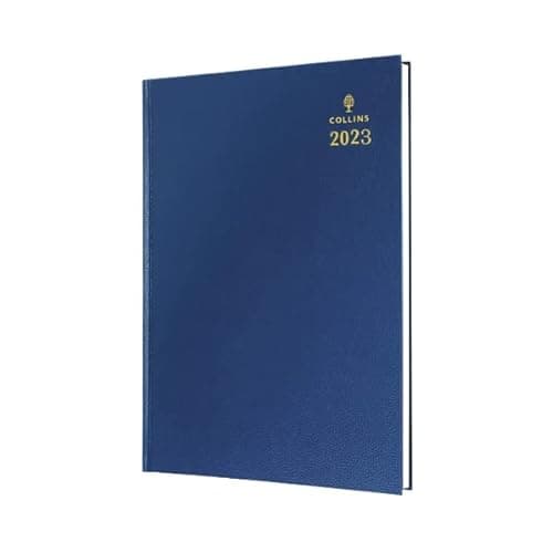 Image of Finchley Collins A5 Desk Diary Week to View Blue 2023 35.60-23+ free refill pen