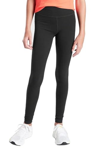 Image of Haloumoning Leggings Girls Yoga Trousers Plain Jogging Bottoms Running Sports Training Pants Basic Elastic Opaque Trouser for Children, Black, 13-14 Years