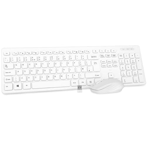 Image of Wireless keyboard and Mouse,Rii RK200 Standard Full Size Keyboard and Mouse 104 Keys for Work Office Home UK Layout (AAA Batteries not Include)-White