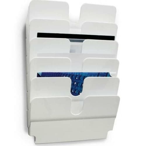 Image of Durable FLEXIPLUS 6 A4 Landscape Literature Holder - White - Easy To Install Wall Mounted Document Holder - Perfect For Flyers, Brochures, Etc.