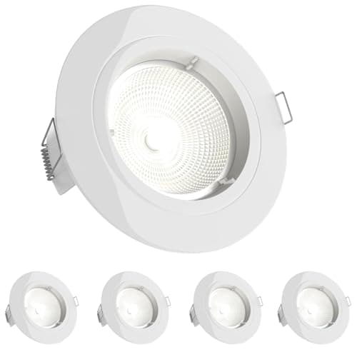 Image of National Lighting Recessed Lighting - Mains Powered LED Spot Lights Downlights for Ceiling - IP20 Rated GU10 Fitting for Halogen or LED - Gloss White Finish, Fixed Version – Pack of 4