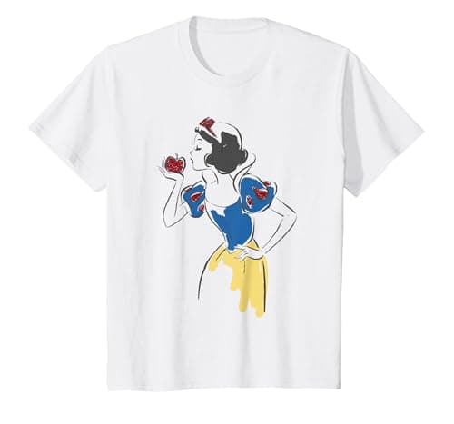Image of Disney Princess Snow White Apple Glitter T-Shirt, Youth, White, Medium