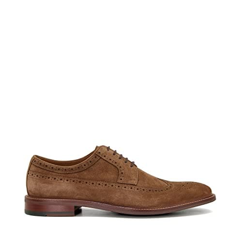 Image of Dune Mens Superior Wingtip Brogue Shoes Size UK 10 Brown Flat Heel Suede Brogues