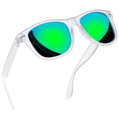 Image of Joopin Square Polarised Sunglasses for Men Women UV Protection Unisex Mirror Retro Sunglasses Man for Driving Hiking Fishing Sports (Mirrored Green Lens)