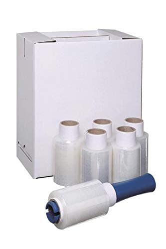Image of iDEALS UK PACKAGING LTD 6 Clear Strong MINI Handy Pallet Stretch Shrink WRAP Film 100mmx150m + Dispenser
