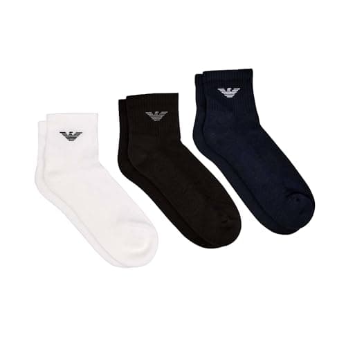 Image of Emporio Armani Man's Casual Cotton 3-Pack Ankle Socks, Multicolor, One Size