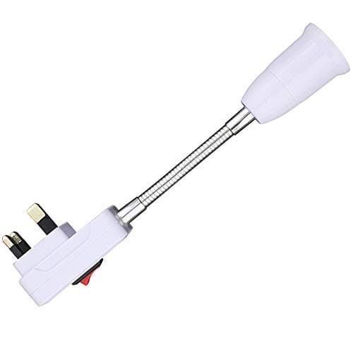 Image of Plug in Bulb Holder with Switch E27 ES, 360° Flexible Extension Kitchen Lamp Socket with Screw, Plug in Wall Lights Bulb Socket Adapter for Table Lamp, Bedroom (UK Plug 1 Pack)