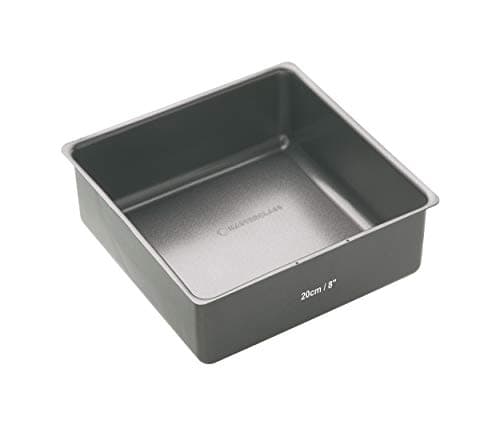 Image of MasterClass 20 cm Deep Cake Tin with PFOA Non Stick and Loose Bottom, 1 mm Carbon Steel, 8 Inch Square Pan, Grey