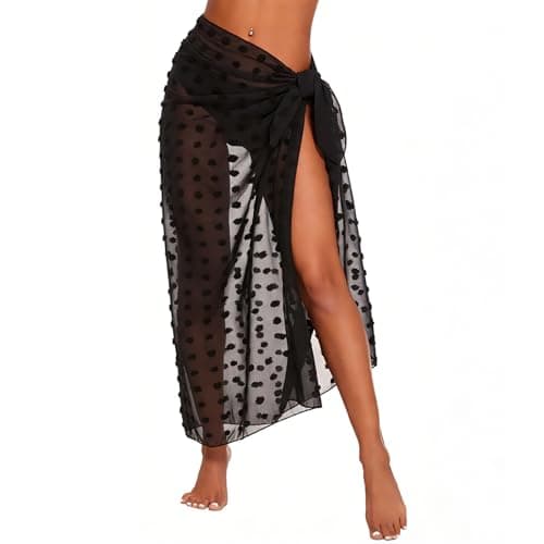 Image of ZUIMEIHQH Sarongs for Women, Beach Cover Up, Long Sexy Beachwear Bikini Cover Up Lightweight Wrap Sarong for Swimming Pools Beaches (Black)