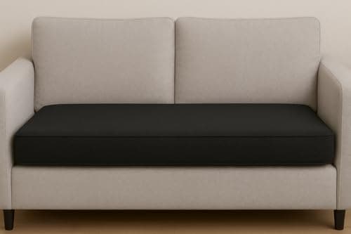 Image of SLUMBER HOME 2-Seater Booster Cushion with Removable Cover for Elderly 100cm x 50 x 7 cm Deep Firm Orthopaedic Memory Foam Cushion Two Seater Sofa Seat Pad with Water-Resistant Washable Cover (Black)