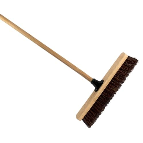 Image of 18-Inch Bassine Broom - Heavy-Duty Garden and Yard Broom with Wooden Handle - Excellent for Versatile Outdoor Cleaning Tasks - Tough Bristles for All Surfaces