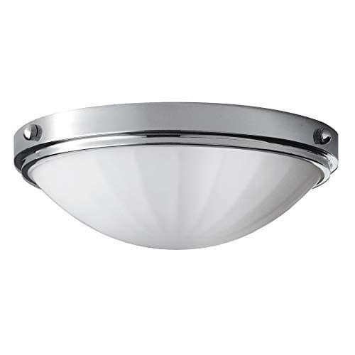 Image of IP44-2 Bulb Flush Light - Low Ceiling - Faceted Inverted Dome Opaque Glass Shade - Polished Chrome - LED E27 60W Bulb