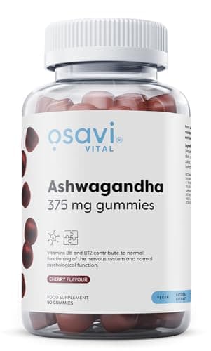 Image of Osavi Ashwagandha 375 mg | Stress & Energy Balance | Cherry-Flavored Gummies with Ashwagandha, B6 & B12 for Relaxation, Mental Wellbeing & Fatigue Relief | 60 Vegan Gummies